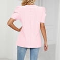 thumbnail image 4 of Slatcetga Women V Neck Top Puff Sleeve Shirt Short Sleeve Top Loose Hollow Out Slim Shirt Pink XL, 4 of 6