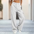 thumbnail image 3 of SYwaren Lounge Pants for Women Casual Cargo Button Multi Pocket Solid Color Athletic Fall Winter Everyday Sweatpants, 3 of 8