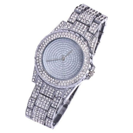 Hemoton 1PC Steel Band Watches Stylish Quartz Wristwatch Rhinestone Watch Delicate Quartz Wrist Watch for Women Lady Wearing Silver