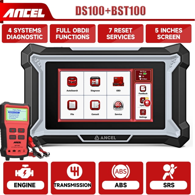 Escáner Obd2 Ancel Ds100 Automotriz Calibra Cuerpo Aceler con Bst100 12v Probador De Batería De Coche