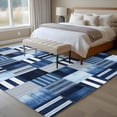 thumbnail image 4 of 6'x9' Area Rugs, Blue White Plaid Indoor Outdoor Area Rug for Living Room Bedroom, Modern Geometric Striped Checkered Washable Bathroom Rugs Kitchen Floor Carpet Mats Home Decor Aesthetic, 4 of 8