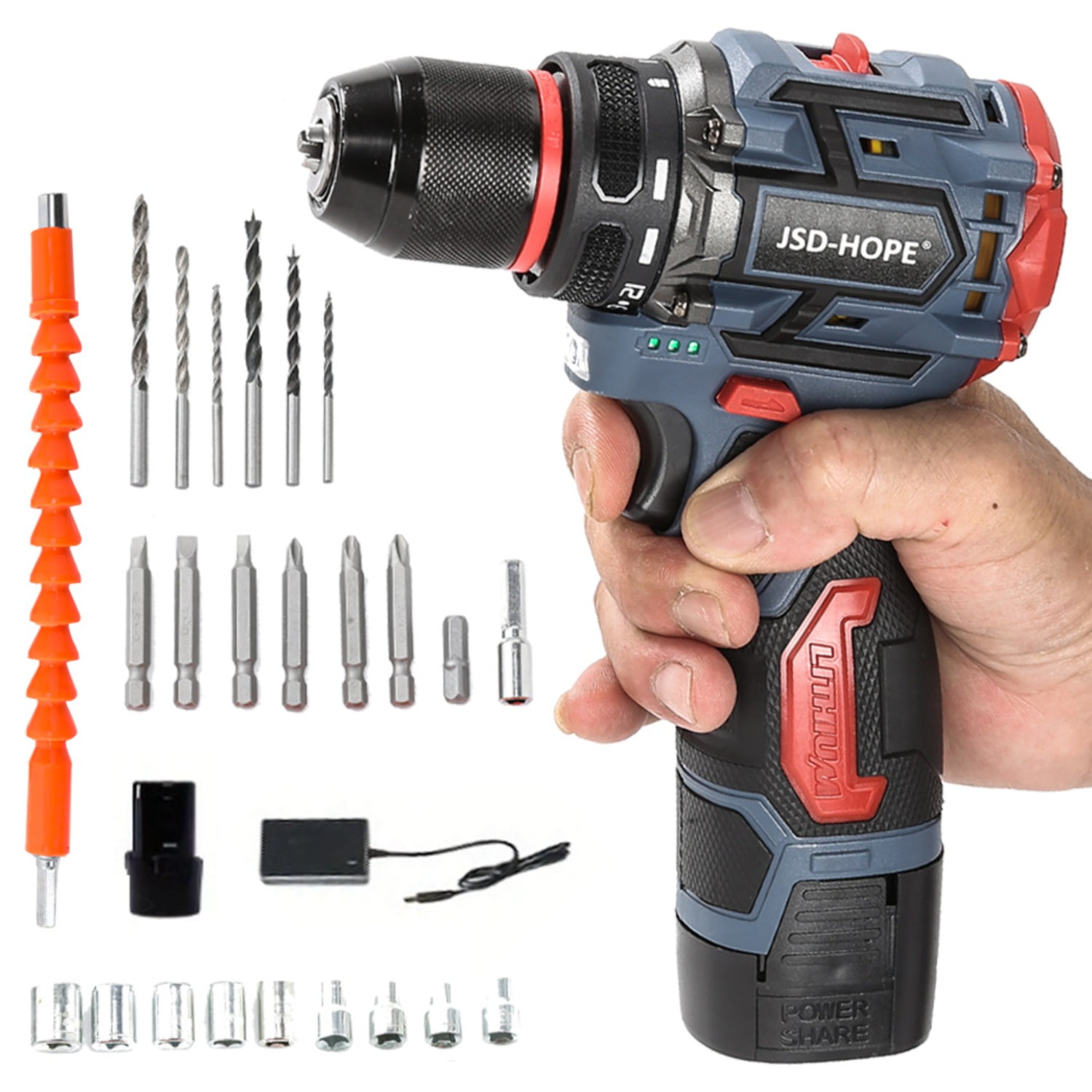 Brushless Cordless Drill&Impact Driver Combo-21V Lithium-Ion Multi-Function Hammer Drill with Electric Screwdriver Mode, Rechargeable Power Tool for Home DIY Projects