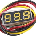 thumbnail image 4 of Probador de voltaje digital de 3 cables 0-100 V Mini voltímetro CC de 0,28 pulgadas (amarillo), 4 of 4