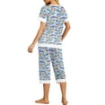 thumbnail image 5 of Cueply Womens Pajamas Sets Short Sleeve Sleepwear Top Capri Pants Casual Lounge Sets with Pockets, 5 of 5