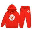 thumbnail image 4 of GBSYEWXS Outfit Set For Child Girls Fashion Sunflower Long Sleeve Sweatshirt Pant Hooded Relaxed Red Clothing Sets Size 6-7 Years, 4 of 4