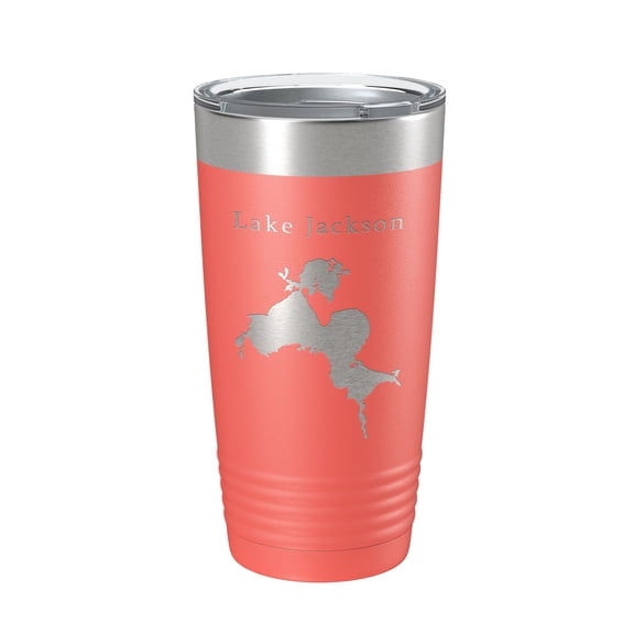 Lake Jackson Tallahassee Map Tumbler Travel Mug Insulated Laser Engraved Coffee Cup Florida 20 oz Coral
