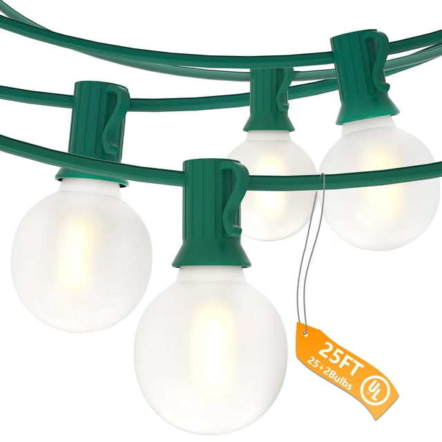 Luces navideñas SUNSGNE G40 LED Globe de 25 pies para exteriores con 27 bombillas