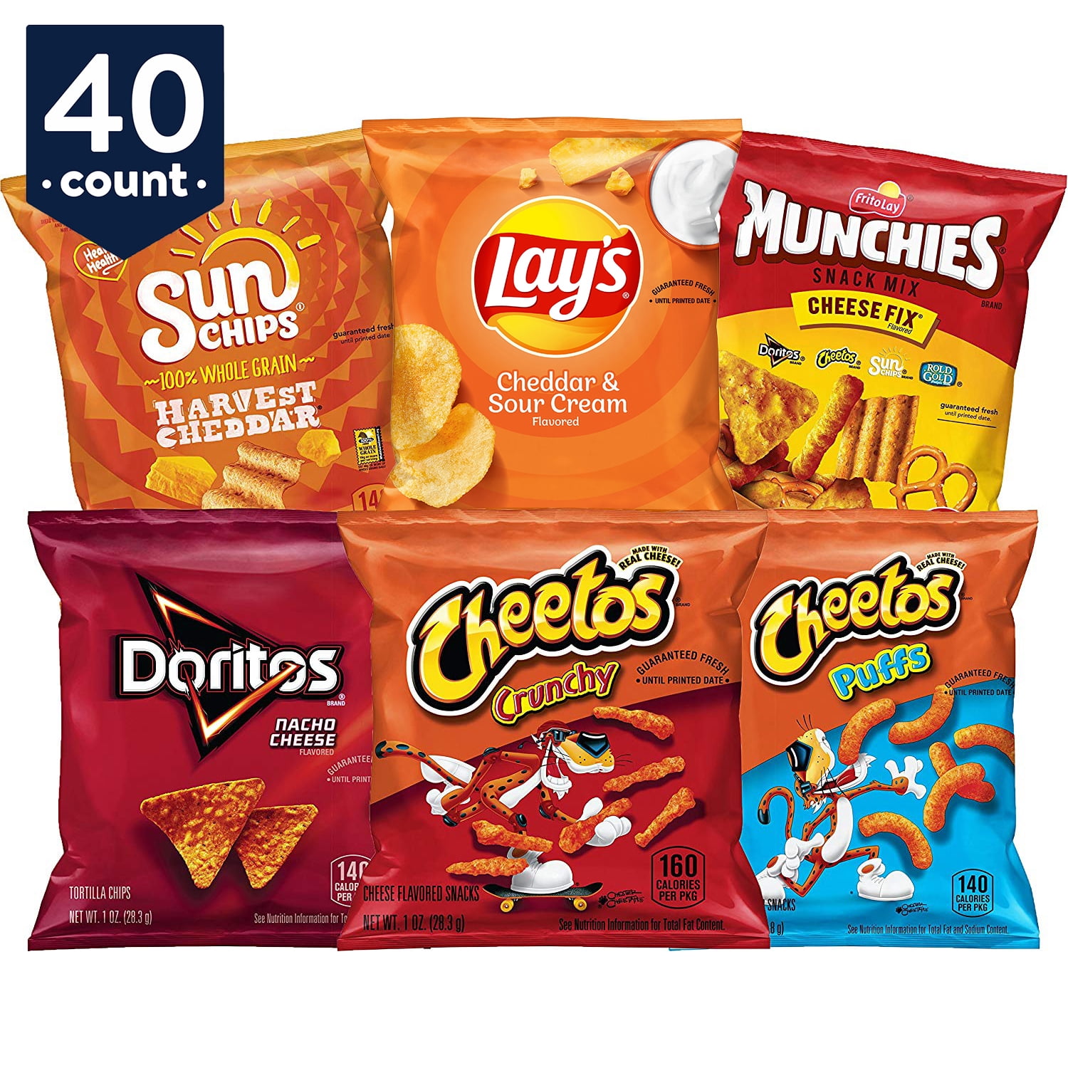 FritoLay Cheesy Mix Snacks Variety Pack, 40 Count