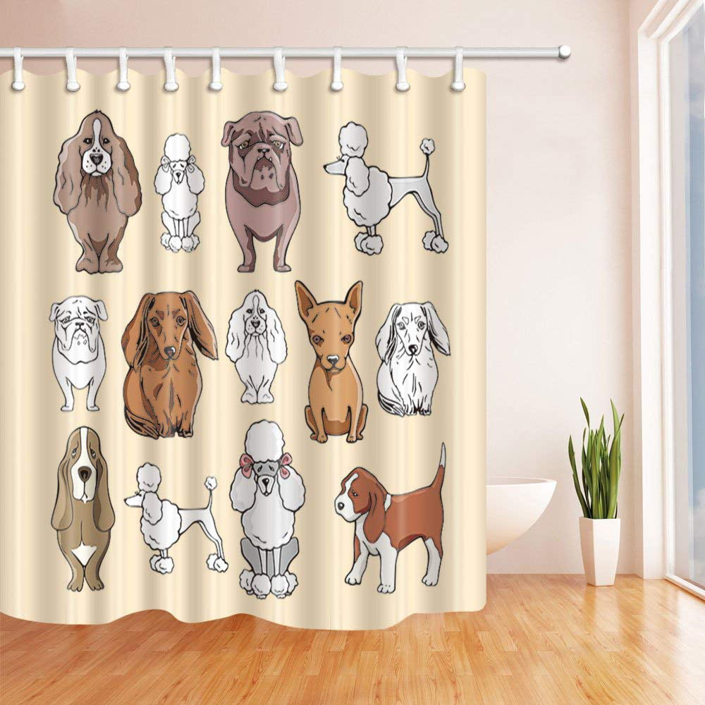 BPBOP Dog Decor Cute Dog Pets Polyester Fabric Bathroom Shower Curtain ...