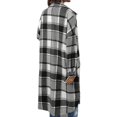thumbnail image 2 of Perfectbot Women's Long Plaid Flannel Jacket, Two Way Zipper Lapel Collar with Pocket and Adjustable Cuffs, 2 of 7