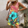 thumbnail image 3 of LYXSSBYX Sundresses for Women Women's Casual With Pockets Summer Boho Beach Dress T-Shirts Dress V Neck Loose Tank Dresses, 3 of 4
