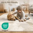 thumbnail image 4 of ODIKA 4'x6' Washable Area Rug Neutral Distressed Boho Asymmetrical Ivory Beige Dining Table for Home Office, Under Desk, Non-Slip Chair-Friendly, Flatwoven, 4 of 7