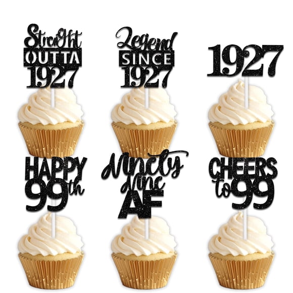 Decoraciones para Cupcakes LETLIMIT 18 piezas Brillo Negro 5 cm