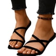 thumbnail image 2 of Domuza Women's Flat Sandals Summer Soft Lightweight Square Open Toe Slides Beach Vacation Pool Casual Home Shower Slipper Black 8（EU-40）, 2 of 5