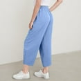 thumbnail image 5 of Wdgfv Girls Cropped Trousers Comfortable Stylish Everyday Wear Spring Summer Linen Elastic Waist Casual Kids Pants Sky Blue 11-12 years, 5 of 8