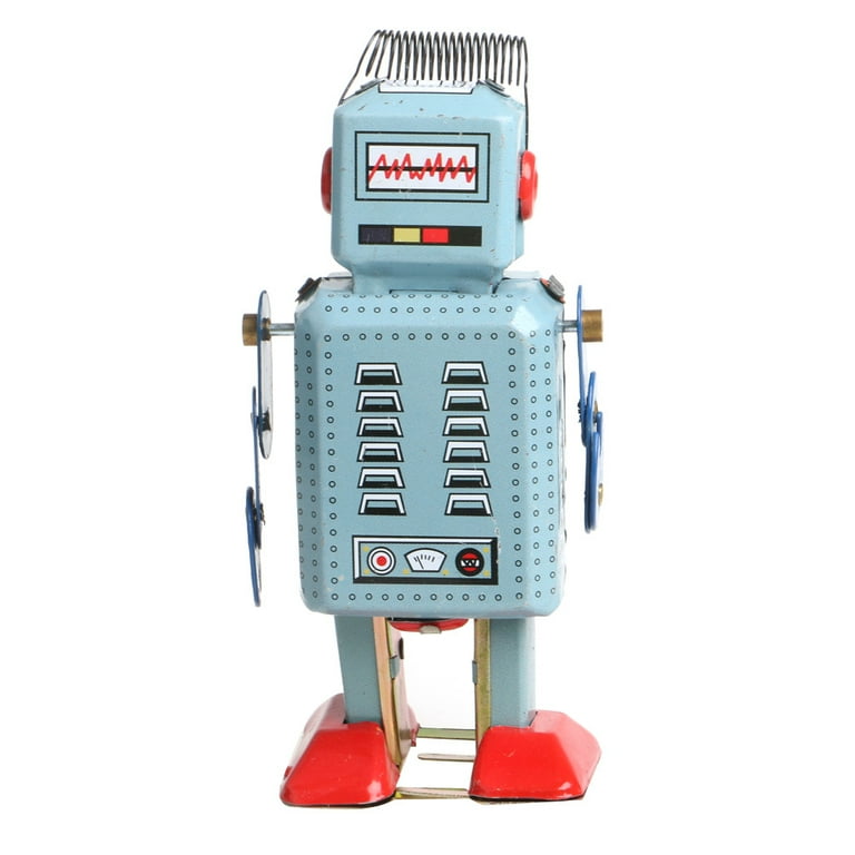 Vintage Mechanical Clockwork Wind Up Walking Tin Robot Toy