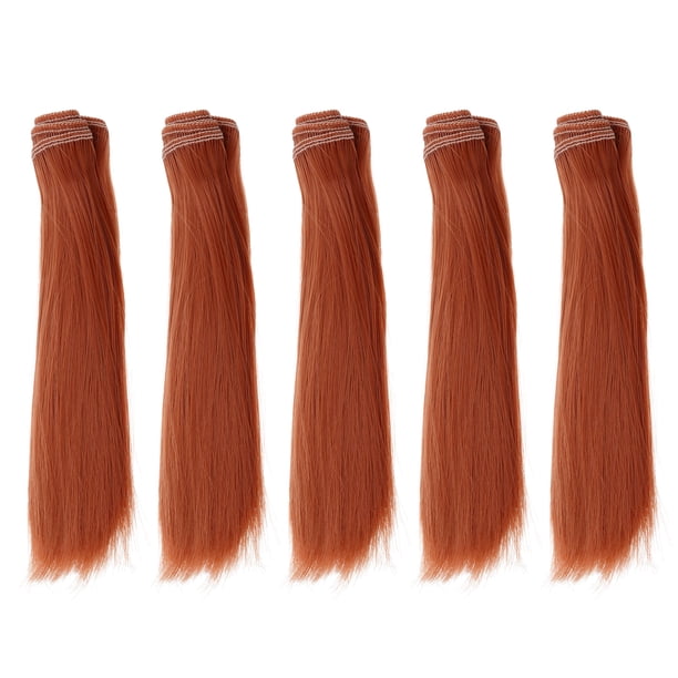 Uxcell 15cm Mechas de Cabello para Muñecas, 5Pcs Pelucas de Cabello Sintético Lacio para Muñecas, Marrón Rojo