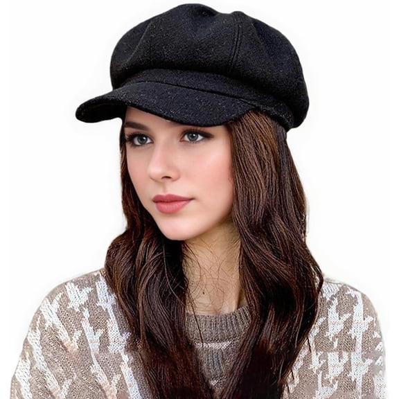 DOVACKA Clearance Women's Vintage Newsboy Cap 8-Panel Baker Boy Hat Comfort Fit。 Cap Black