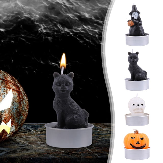 Xihbxyly Decoraciones con Velas de Halloween, Diseños Espeluznantes de Calabaza, Calaveras y Fantasmas, Decoración Espeluznante para El Hogar, Accesorios para Fotos de Fiesta, Centros de Mesa Versáti