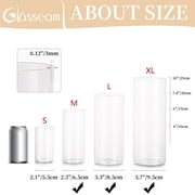Glasseam Set of 12 Clear Glass Cylinder Vases Hurricane Pillar Candle Holders, 6, 8 & 10