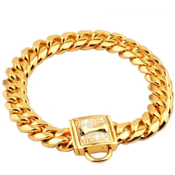 Gold Dog Chain Collar Stainless Steel 19mm Heavy Duty Training Choke