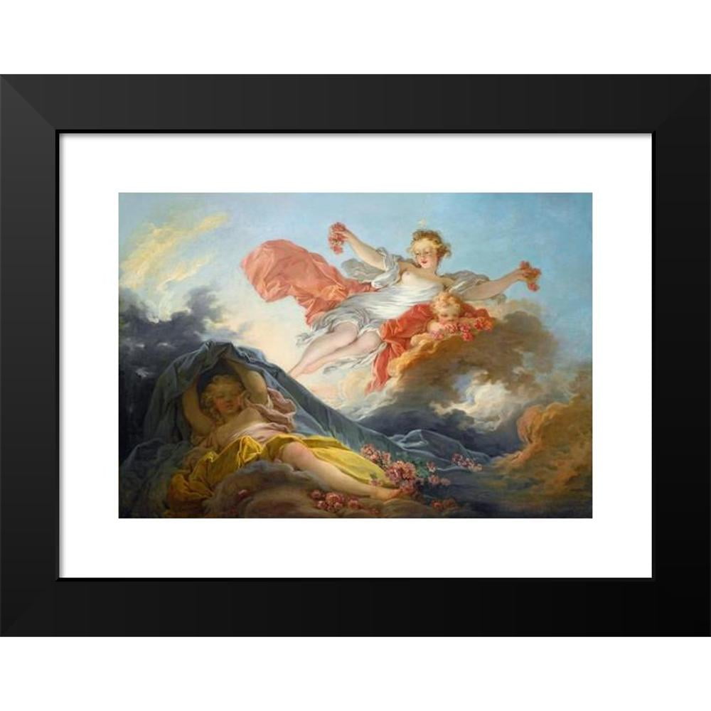 Jean-Honoré Fragonard 24x18 Black Modern Framed Museum Art Print Titled - The Goddess Aurora&nbsp;Triumphing Over Night