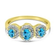thumbnail image 6 of 10k Yellow Gold Oval Blue Topaz And Diamond Three Stone Ring, 6 of 6