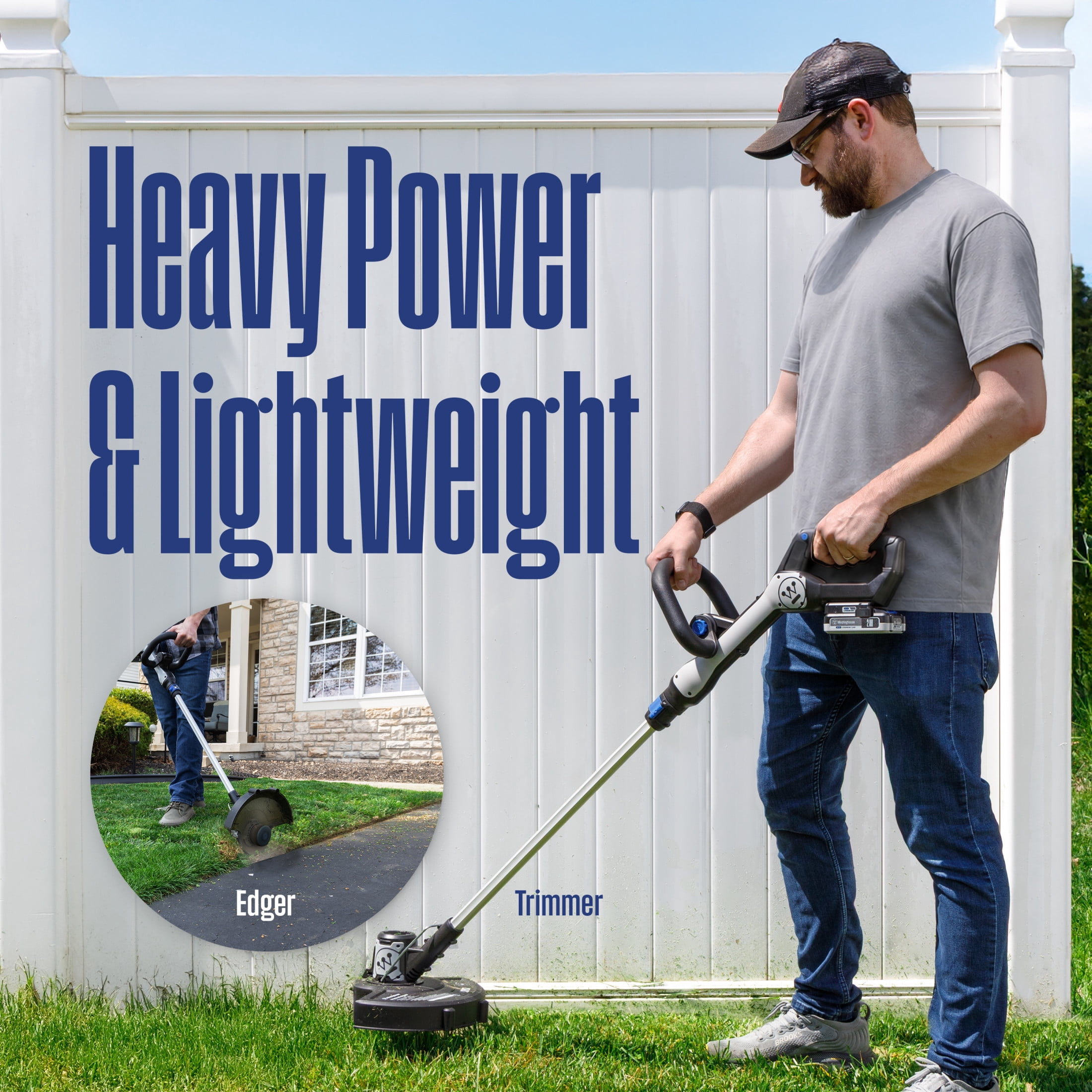 Westinghouse 20V 2-in-1 Cordless String Trimmer and Edger, Tool Only, 12 Inch Cutting Path, up to 8000 RPM