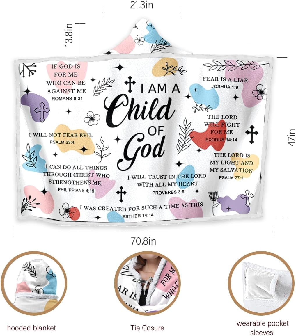 Christian Gifts for Women Wife Lover Mom Girlfriend Girl Sister Birthday, Hooded Blanket Throw Blanket Hoodie Cozy Fleece Flannel Women Christmas Gifts Christ Gifts, Christ Wearable Blanket