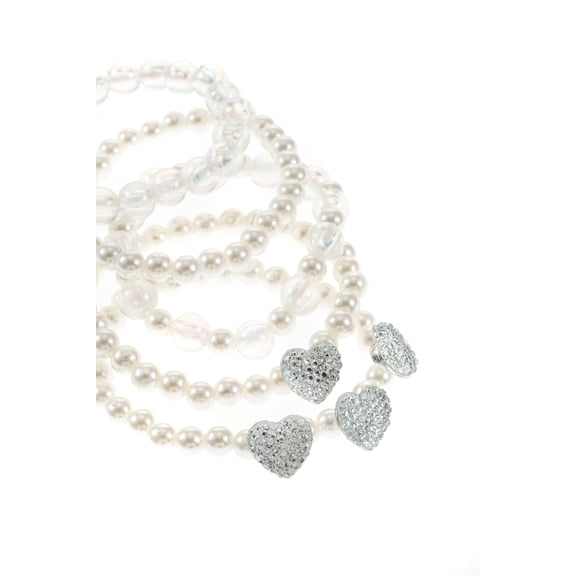 Wonder Nation Girl's 5 Piece Pearl Bead Stretch Bracelet Set