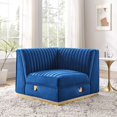 thumbnail image 3 of Modway Sanguine Velvet and Stainless Steel Left Corner Chair in Navy Blue, 3 of 3
