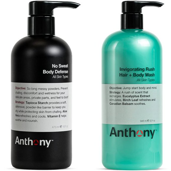 Anthony No Sweat Body Defense 16 Oz and Anthony Invigorating Rush Hair and Body Wash 16 Oz