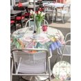 thumbnail image 4 of Easter Outdoor Tablecloth - 60 Inch Round Dining Table Cover, Spring Rabbit Ears Foot Colorful Eggs Leaf Floral Waterproof Outdoor Table Cloth with Umbrella Hole & Zipper for Picnic/Patio/Party, 4 of 7