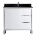 thumbnail image 2 of Fine Fixtures Opulence Collection 36 in. W x 18 in. D x 33 in. H Bathroom Vanity in White Matte with Black Marble Sintered Stone Sink - Chrome hardware, 2 of 7