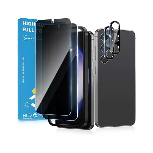 xixishop 2 Pack for Samsung Galaxy S23 Privacy Screen Protector, 2 Pack Camera Protector, Fingerprint Compatible, Anti Spy, 9H Hardness Glass for Galaxy S23 5G