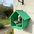 thumbnail image 2 of Comedero para pájaros colgante con forma de casa, resistente a la lluvia y a la intemperie, para exteriores, para patio, terraza, jardín y patio trasero., 2 of 8