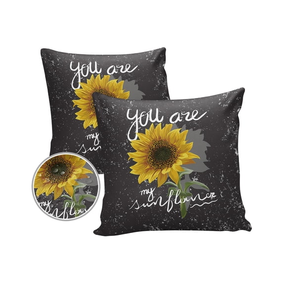 Pack of 2 Outdoor Pillow Covers, Retro Sunflower Waterproof Square Throw Pillowcase Cushion Decorative Pillow Covers for Couch Patio Tent, 18x18 in