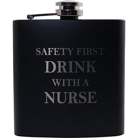 Drink with a Nurse Flask, Funnel and Gift Box - Great Gift for a Cna, Rn, LPN Nurse, Nursing Student or Nursing (Best Drinks For A Flask)