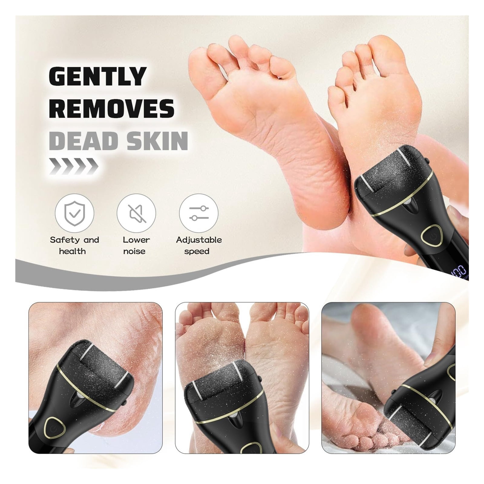Electric Callus Remover for Feet Portable Professional Pedi Feet Care for Dead Skin Callous Remover Tool Waterproof Pedicure Foot File Kit 16 in 1 5688Black