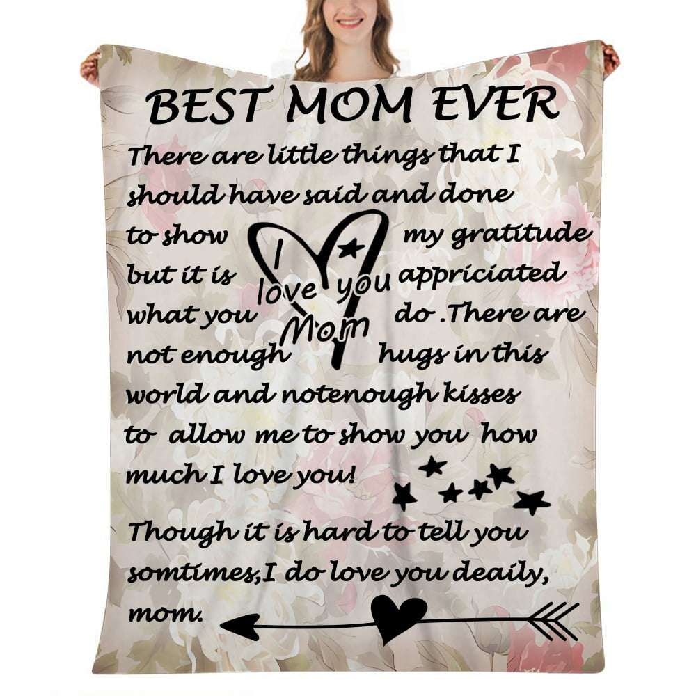I Love You Mom Gift Blanket, Double Sided Printed Throw Birthday Gifts for  Women Unique Mom Gifts from Daughter or Son for Birthday, Mothers Day,  Christmas, Warm Soft,52x59'' 