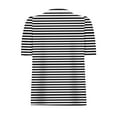 thumbnail image 3 of Womens Striped Puff Sleeve Tops for Summer Casual Trendy Holiday Resort Outfits Crew Neck Baggy Short Sleeve T-shirt, 3 of 5