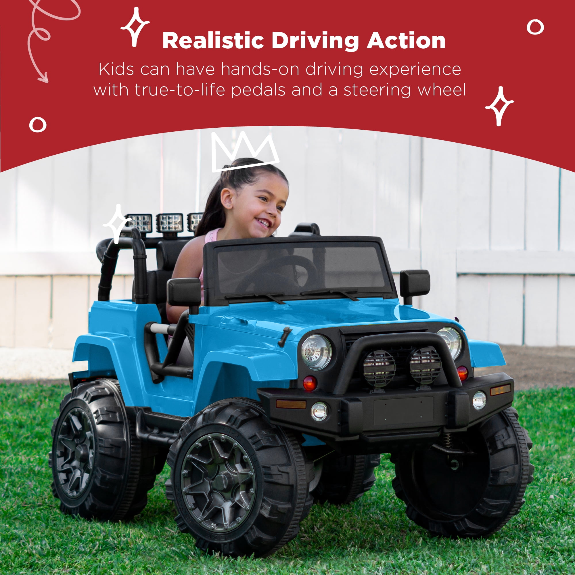 Best Choice Products Jumbo 12V Kids Electric Ride On Car with Parent Remote, Seat Harness, 65 lb Capacity - Light Blue