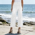 thumbnail image 4 of High Rise Slimming Jeans Washed Straight Leg Stretch Denim Pants Solid Color Elastic Waistband Button Zip Casual Trousers with Pockets, 4 of 8