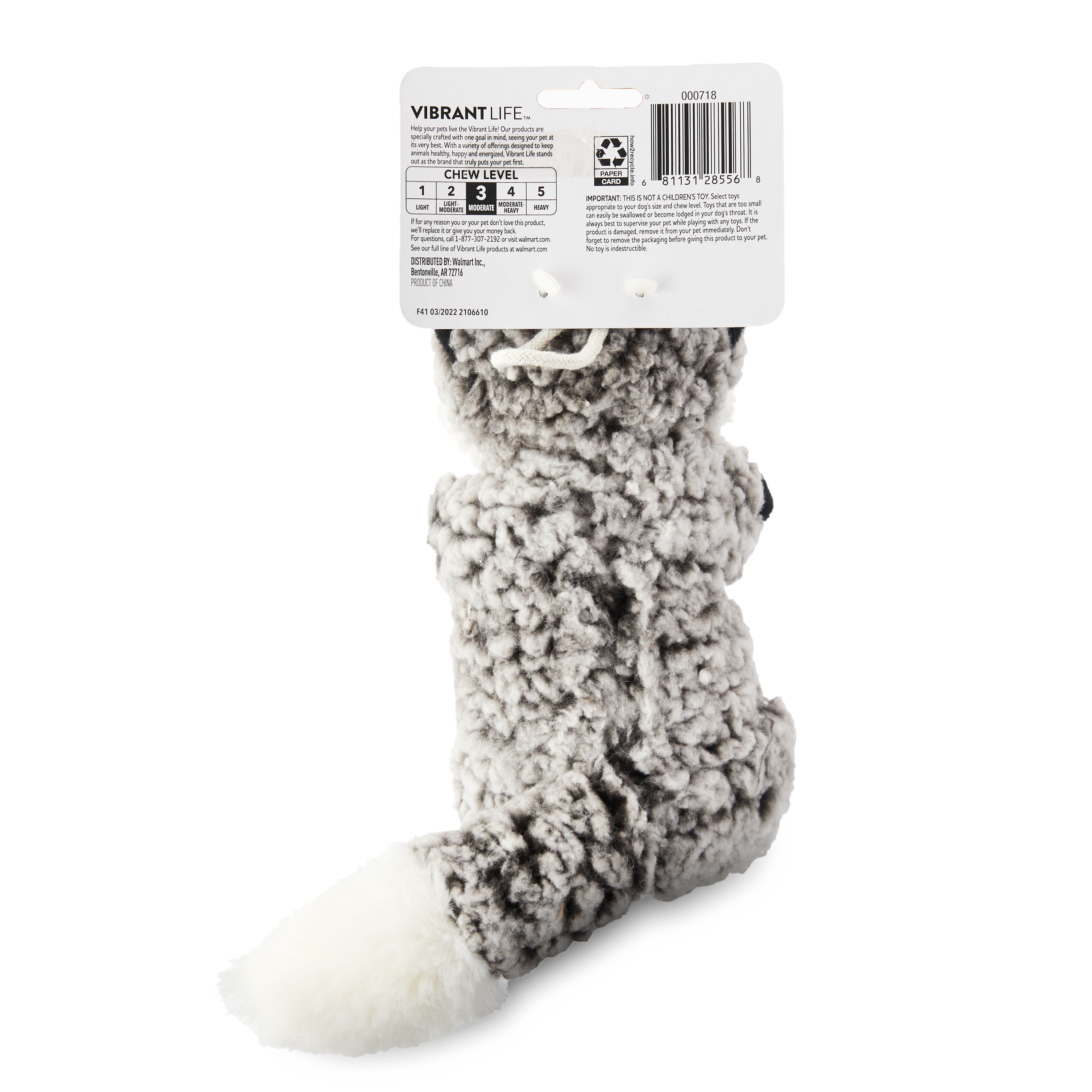 (3 pack) Vibrant Life Cozy Buddy Forest Critter Dog Toy, Chew Level 3