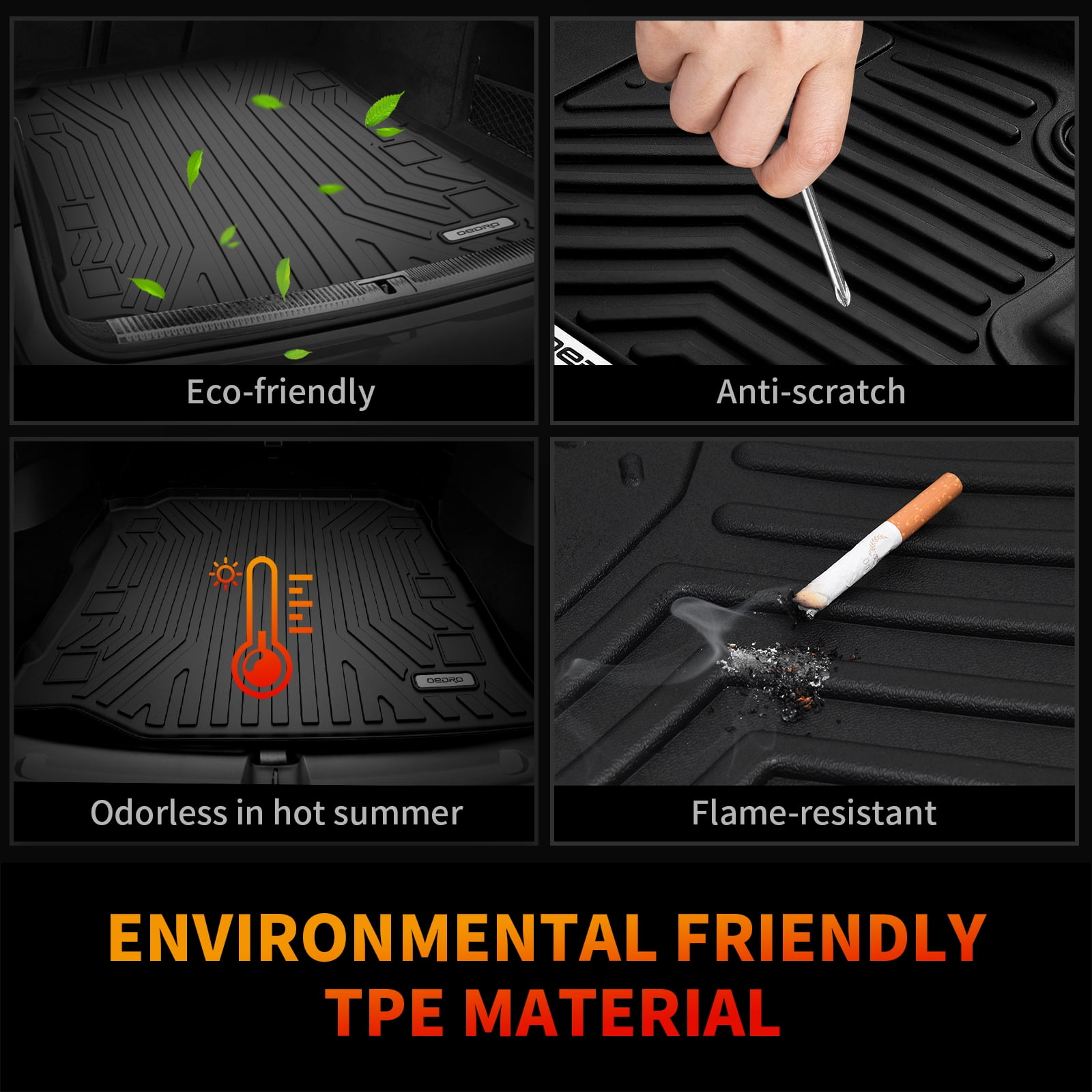 RVNI Floor Mats for Jeep Wrangler JL 2018-2023 Rear Trunk Floor Mat 3D Molded