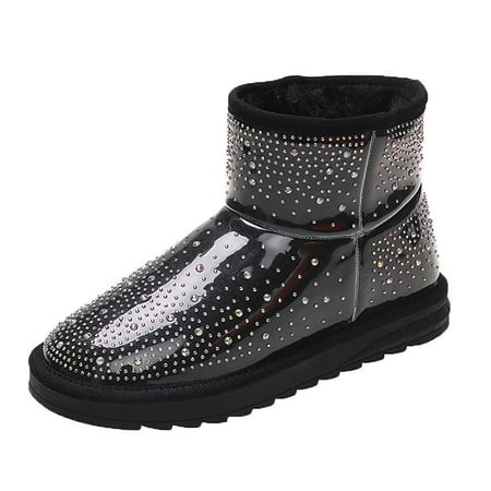 

Womens Winter Snow Boots Girls Warm Fur Lined Fashion Mid-Calf Ankle Boots Outdoor Comfortable Waterproof Short Boots