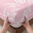 thumbnail image 3 of Twin XL Size Fitted Sheet Set - Pink Floral 2 Piece Bedding Sets 16" Deep Pocket Fitted Sheet with 1 Pillowcases, Spring Flowers Leaves Rustic Farmhouse Brushed Microfiber Hotel Luxury Bed Sheets, 3 of 9