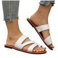 thumbnail image 4 of Fankiway Women's Flat Slide Sandals Wide Crisscross Strap Non-Slip Leather Comfortable Open Toe Beach Slippers Summer White 9.5, 4 of 9