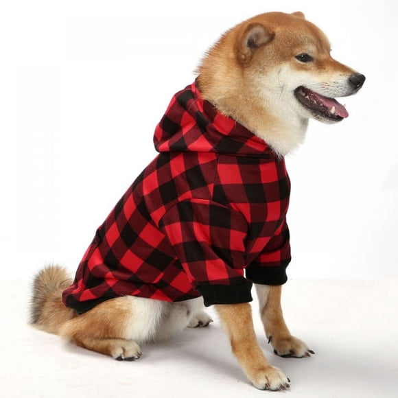 Dog Hoodie Fashion Check Soft Warm Pet Coats Comfortable Spring Autumn Pets Clothes Outerwears Suitable For Large Medium And Small Dogs