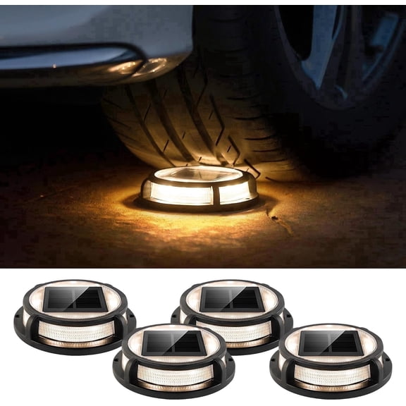 LUTEC 4 pack Solar Garden Lights, 12 LED IP67 Waterproof Deck Lights for Step Yard Driveway Outdoor, Warm White